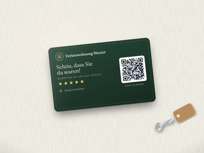 Example review card design: Holiday flat