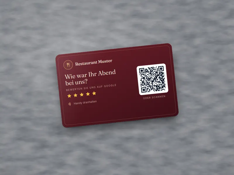 Example review card design: Restaurant