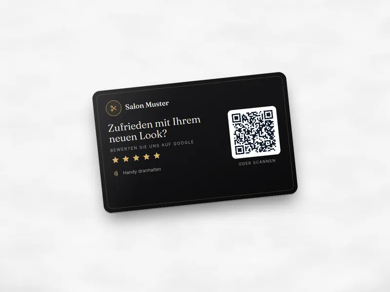 Example review card design: Hair & beauty